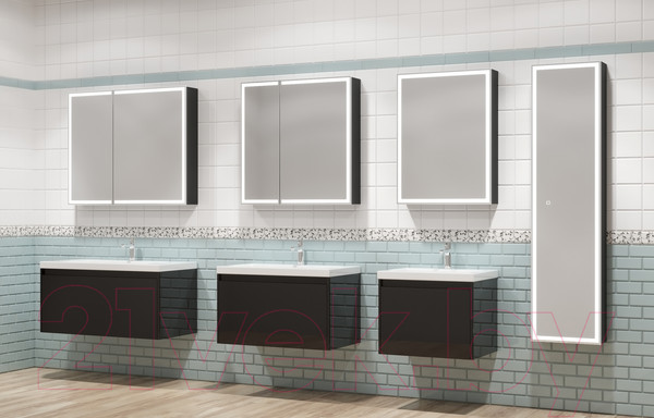 Изображение товара Шкаф с зеркалом для ванной Континент Mirror Box Black Led 60х80