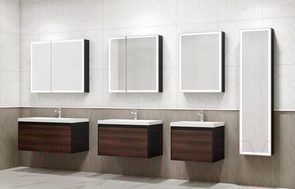 Изображение товара Шкаф с зеркалом для ванной Континент Mirror Box Black Led 60х80