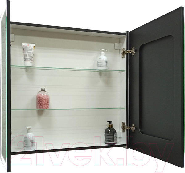 Изображение товара Шкаф с зеркалом для ванной Континент Mirror Box Black Led 80х80