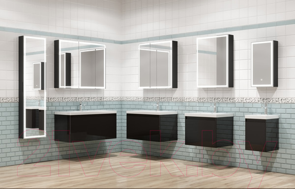 Изображение товара Шкаф с зеркалом для ванной Континент Mirror Box Black Led 80х80