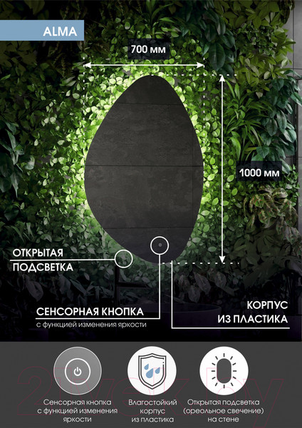 Изображение товара Зеркало Континент Alma Led 70x100
