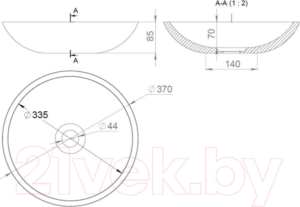 Изображение товара Умывальник Salini Callista 37x37 / 1101205SM