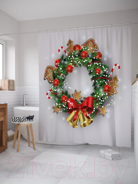 Изображение товара Шторка-занавеска для ванны JoyArty Колокольчики на венке / sc_21508