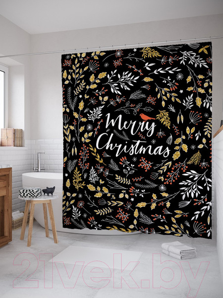 Изображение товара Шторка-занавеска для ванны JoyArty С Рождеством / sc_37167