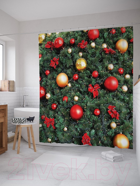 Изображение товара Шторка-занавеска для ванны JoyArty Елка в шарах / sc_380794