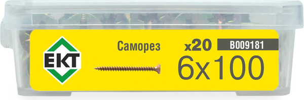 Изображение товара Саморез ЕКТ 6.0x100 / B009181 (20шт, желтый цинк)