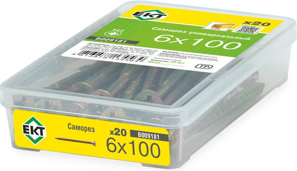 Изображение товара Саморез ЕКТ 6.0x100 / B009181 (20шт, желтый цинк)