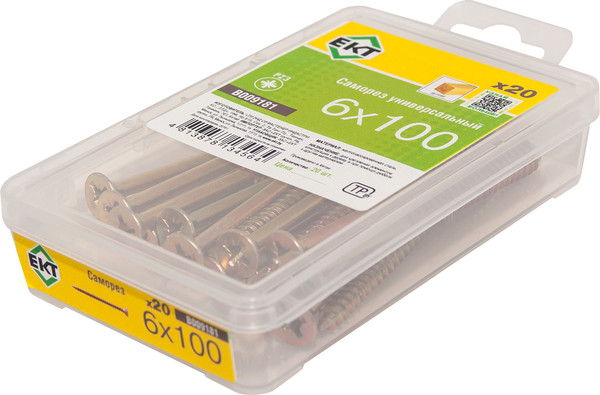 Изображение товара Саморез ЕКТ 6.0x100 / B009181 (20шт, желтый цинк)