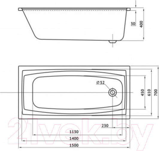Изображение товара Ванна акриловая Berges Feya 150x70 / 050013 (c каркасом)