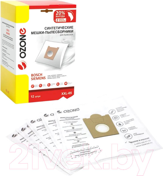 Изображение товара Комплект расходных материалов для пылесоса OZONE XXL-05 + 2 микрофильтра (12шт)