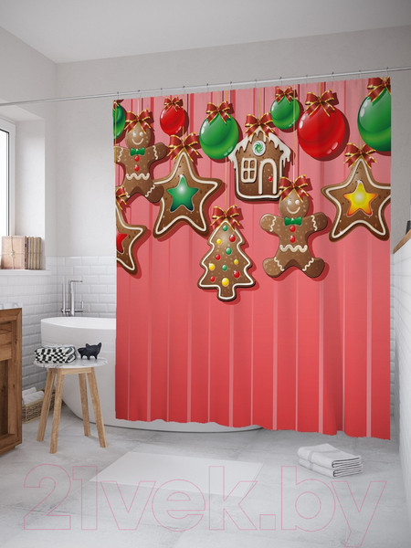 Изображение товара Шторка-занавеска для ванны JoyArty Подвесные сладости / sc_38340