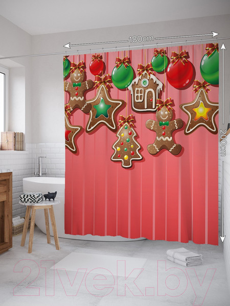 Изображение товара Шторка-занавеска для ванны JoyArty Подвесные сладости / sc_38340