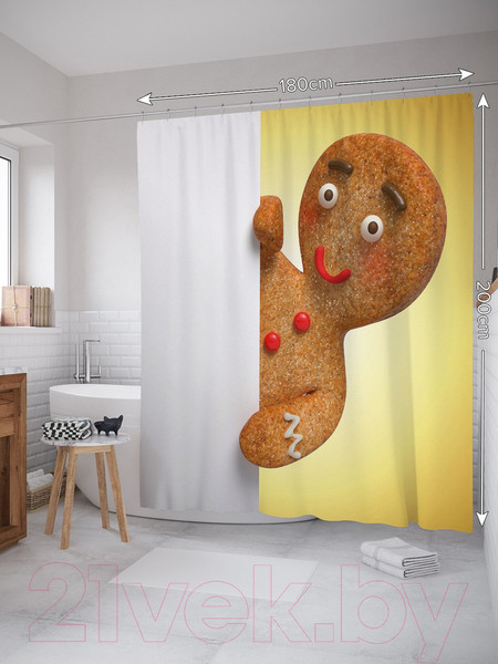 Изображение товара Шторка-занавеска для ванны JoyArty Любопытный человечек / sc_38360