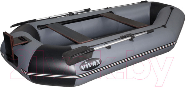Изображение товара Надувная лодка Vivax К280Т с полом-сланью (без киля, серый/черный)