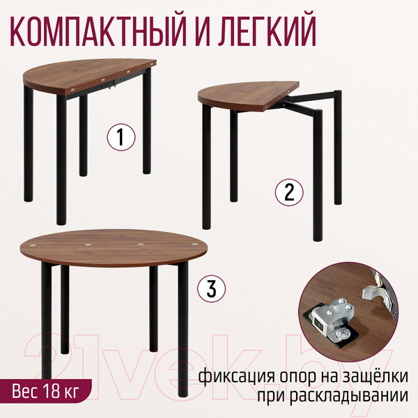 Изображение товара Обеденный стол Millwood Далис 2 (дуб табачный Craft/металл черный)