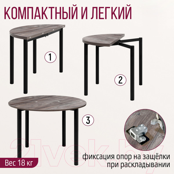 Изображение товара Обеденный стол Millwood Далис 2 (сосна пасадена/металл черный)