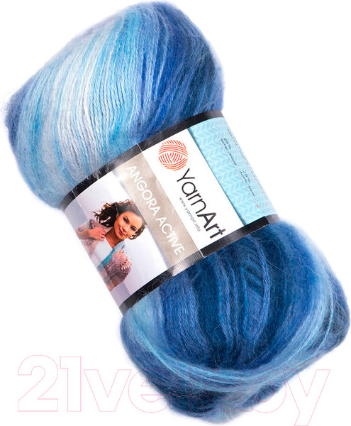 Изображение товара Пряжа для вязания Yarnart Angora Active 25% мохер, 75% акрил / 842 (500м, синий/голубой/белый)