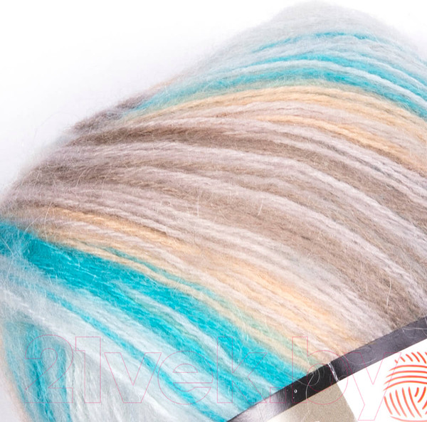 Изображение товара Пряжа для вязания Yarnart Angora Active 25% мохер, 75% акрил / 852 (500м, бирюзовый-кремовый-белый)