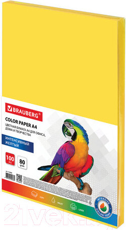 Изображение товара Бумага Brauberg А4 80г/м / 112450 (100л, желтый)