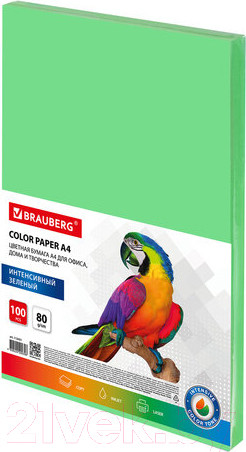 Изображение товара Бумага Brauberg А4 80г/м / 112451 (100л, зеленый)