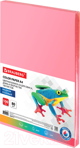 Изображение товара Бумага Brauberg А4 80г/м / 112455 (100л, розовый)
