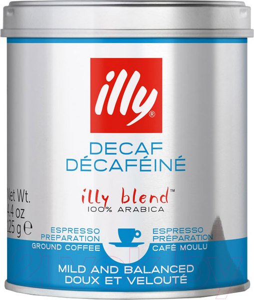 Изображение товара Кофе молотый illy Без кофеина (125г)