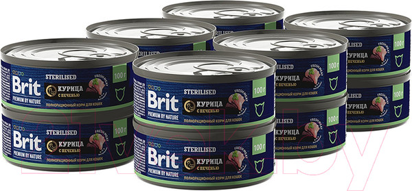 Изображение товара Влажный корм для кошек Brit Sterilised с мясом курицы и печенью / 5051281 (100г)
