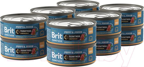Изображение товара Влажный корм для собак Brit для щенков всех пород с телятиной и морковью / 5048946 (100г)