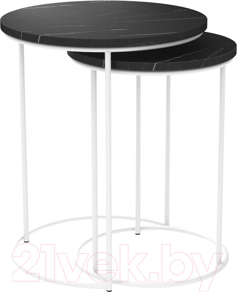 Изображение товара Комплект журнальных столиков Sheffilton SHT-CT7 (камень пьетра черный/белый муар)