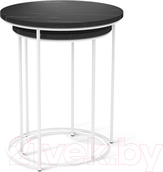 Изображение товара Комплект журнальных столиков Sheffilton SHT-CT7 (камень пьетра черный/белый муар)