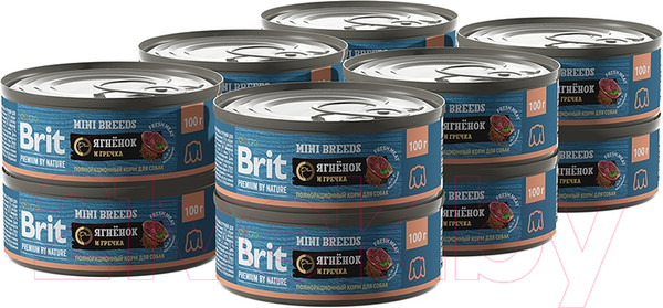 Изображение товара Влажный корм для собак Brit для взрослых собак мелких пород с ягненком и гречкой / 5048977 (100г)