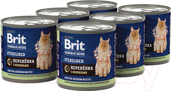 Изображение товара Влажный корм для кошек Brit Sterilised с мясом перепелки и яблоками / 5051335 (200г)