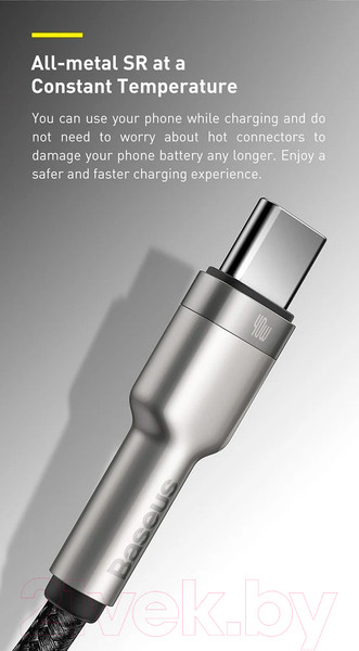 Изображение товара Кабель Baseus Cafule Series Metal Data Cable USB To Type-C / CAKF000202 (2м, белый)