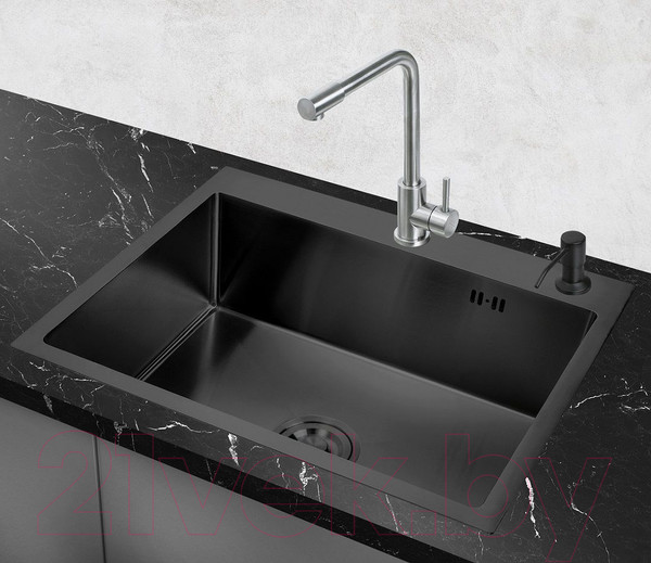 Изображение товара Мойка кухонная РМС MR-5843BL (корзина раздвижная и дозатор врезной)