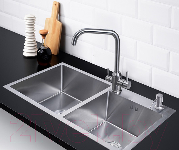 Изображение товара Мойка кухонная РМС MR-7843 (корзина раздвижная и дозатор врезной)