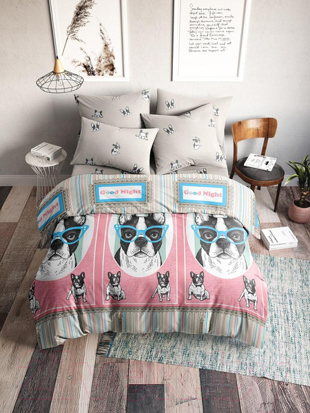 Изображение товара Комплект постельного белья Ночь нежна Миссис Ли Поплин 1.5сп. 70x70 / 9870-2+9871-2