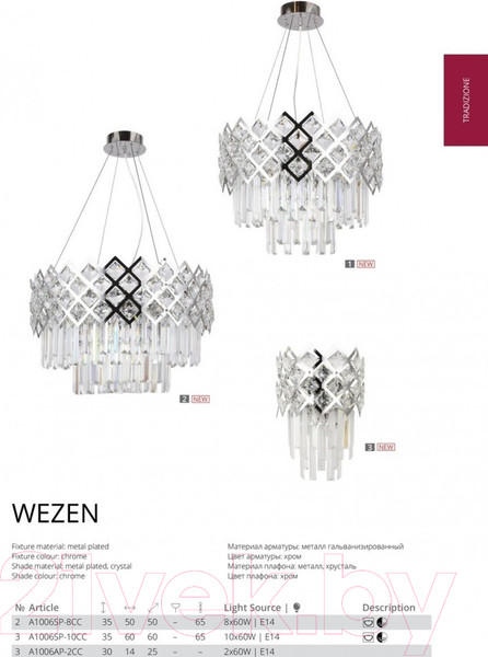 Изображение товара Люстра Arte Lamp Wezen A1006SP-10CC