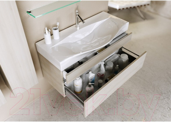 Изображение товара Тумба с умывальником Aqwella Бергамо 100 / Ber.01.10/A