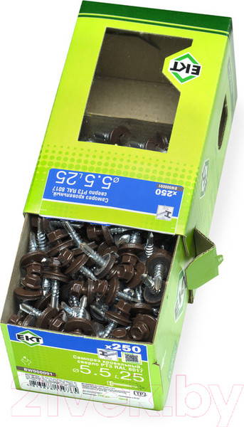 Изображение товара Саморез ЕКТ Кровельный с резиновой прокладкой 5.5х25 сверло PT3 / BW000091 (250шт, RAL 8017)