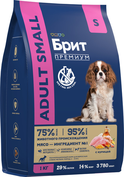 Изображение товара Сухой корм для собак Brit Premium Dog Adult Small с курицей / 5049899 (1кг)