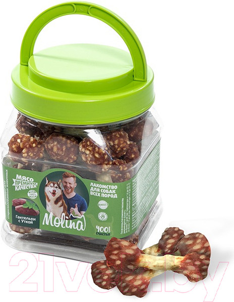 Изображение товара Лакомство для собак Molina Гантельки с уткой / 7506 (400г)