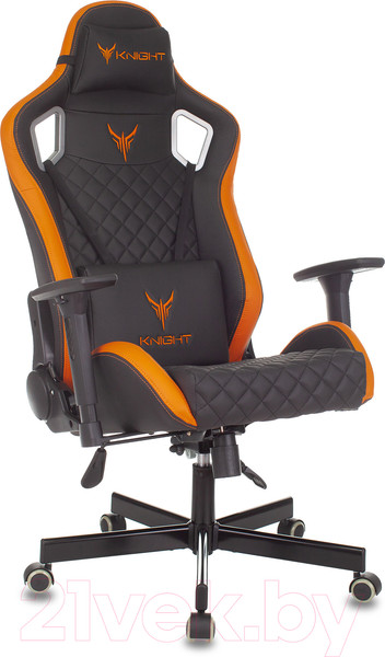 Изображение товара Кресло геймерское Бюрократ Knight Outrider (черный/оранжевый ромбик экокожа)