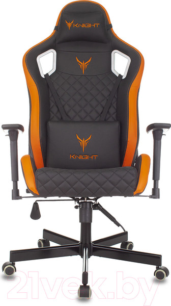 Изображение товара Кресло геймерское Бюрократ Knight Outrider (черный/оранжевый ромбик экокожа)