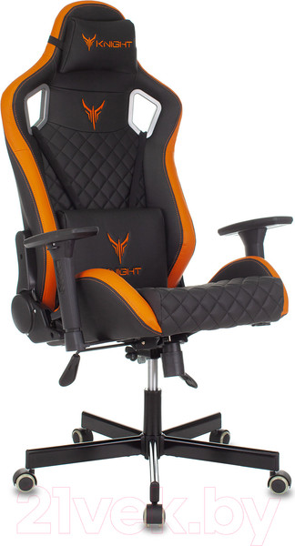 Изображение товара Кресло геймерское Бюрократ Knight Outrider (черный/оранжевый ромбик экокожа)