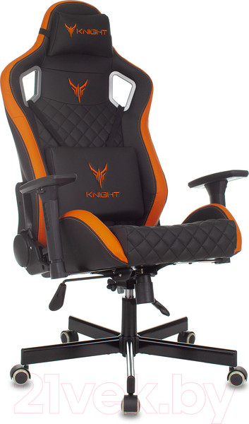 Изображение товара Кресло геймерское Бюрократ Knight Outrider (черный/оранжевый ромбик экокожа)