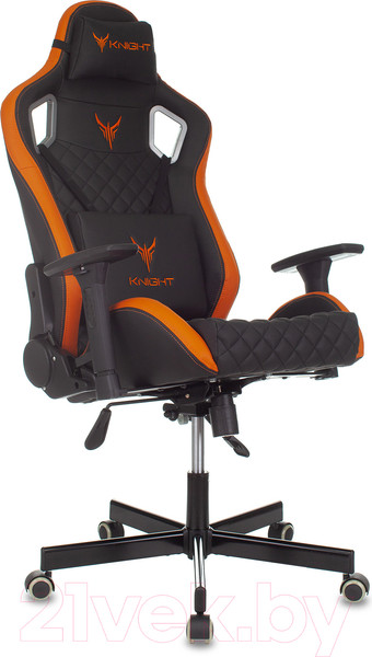 Изображение товара Кресло геймерское Бюрократ Knight Outrider (черный/оранжевый ромбик экокожа)