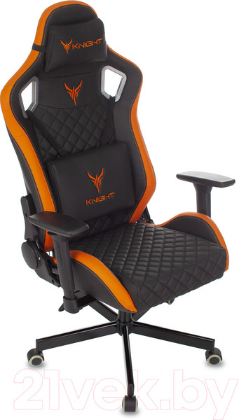 Изображение товара Кресло геймерское Бюрократ Knight Outrider (черный/оранжевый ромбик экокожа)