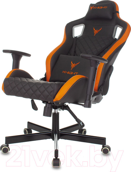 Изображение товара Кресло геймерское Бюрократ Knight Outrider (черный/оранжевый ромбик экокожа)