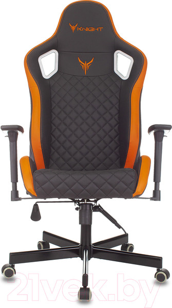 Изображение товара Кресло геймерское Бюрократ Knight Outrider (черный/оранжевый ромбик экокожа)