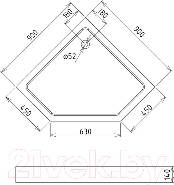 Изображение товара Душевой поддон Gemy ST10T